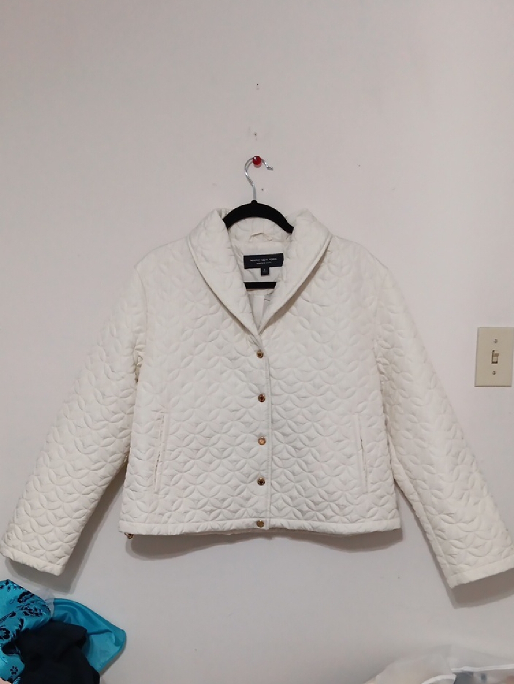 Marc New York Quilted Cream Snap-Front Puffer Jacket